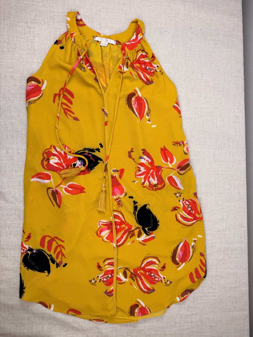 Yellow Floral Halter Tank Top